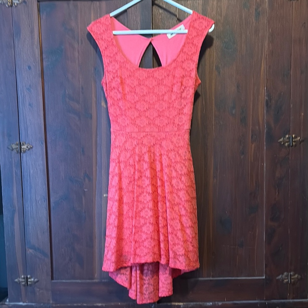 Mystic Asymmetrical Dress in Coral Red